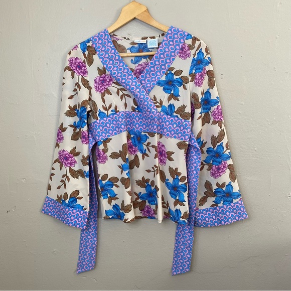 Vintage Other - y2k Mary Kate & Ashley Vtg. Purple Mod Groovy Sequin Flare Sleeve Blouse Size XL